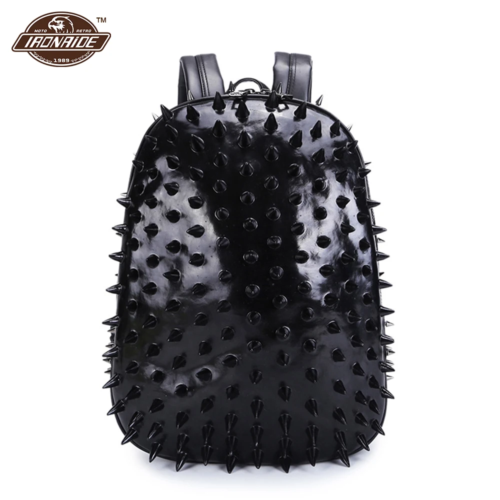 

Motorcycle Backpack Unisex Shoulder Bag PU Leather Motorcycle Bag Rock Backpack Retro Bag Punk Backpack Halloween Bag Black