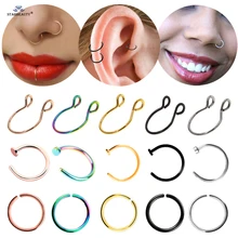 2 шт./лот, горячая распродажа, C O U кольцо для носа, кольцо для носа, кольцо для перегородки, кольцо для губ, пирсинг Спираль пирсинг для пупка, поддельный пирсинг, Oreja пирсинг