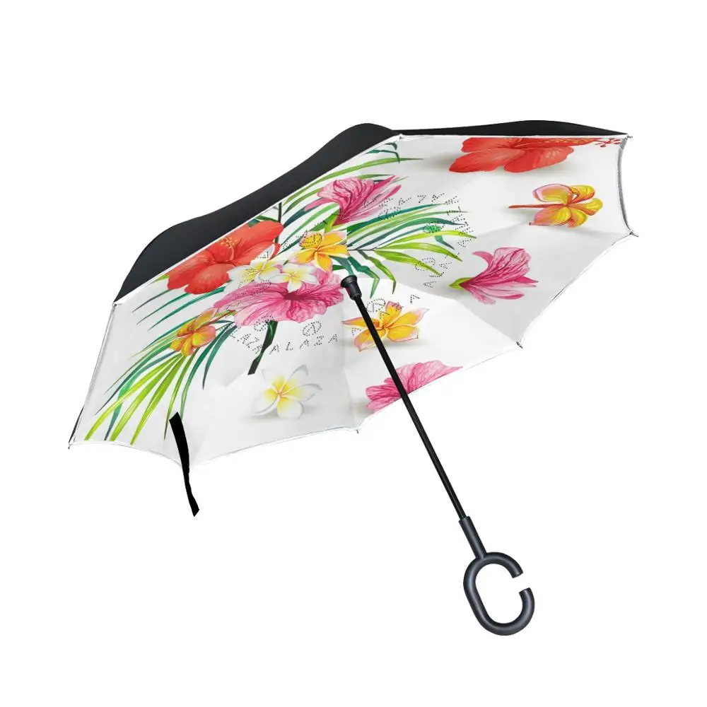 

Susino Falling Flower Stick Umbrella Reverse Umbrella Inverted Upside Down Double Layer Windproof Umbrella