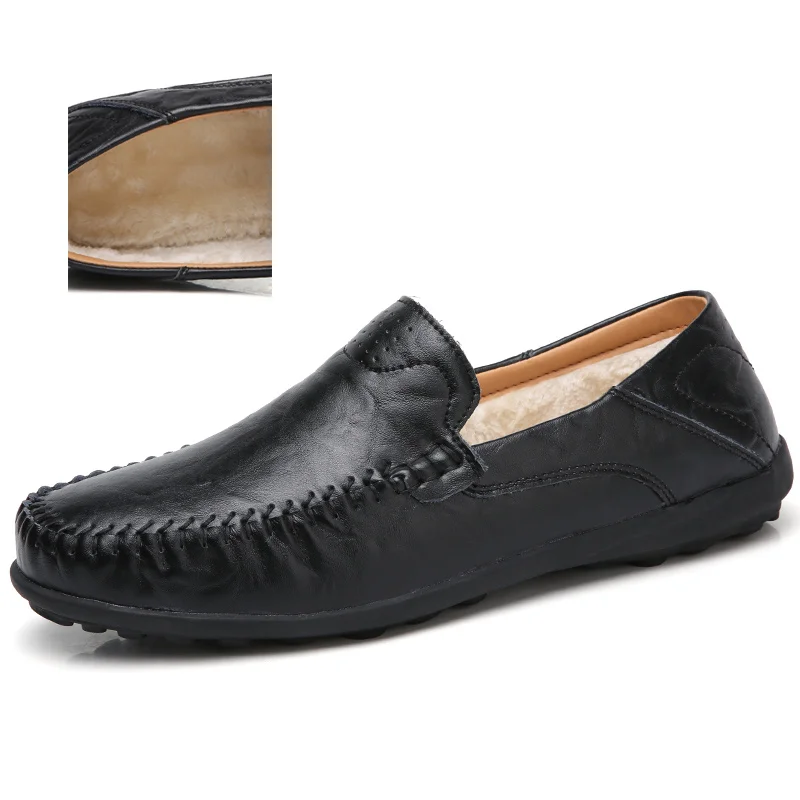 QASDUO warm Soft Leather Men Loafers New Handmade Casual Shoes Men ...