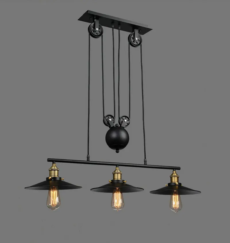 Artpad Регулируемый Винтаж потолка-светло-гладить Pully light Главная Кофе Ресторан Гостиная потолочный светильник E27 Edison ЛАМПЫ