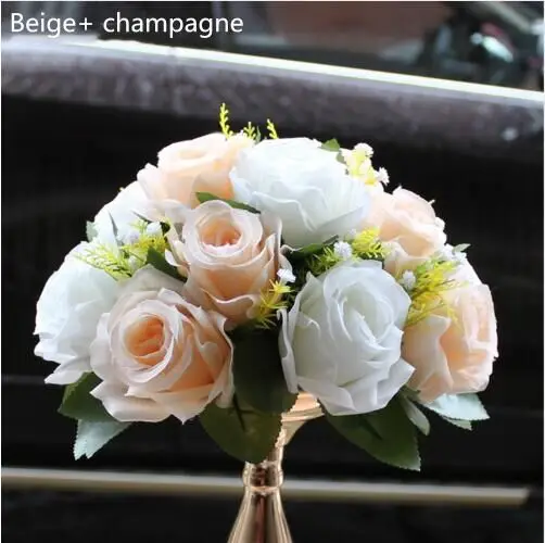 26 см диаметр искусственный цветок 15 пластиковые ткани цветок дорога ведущий Свадебный центр украшения дома - Цвет: Шампанское