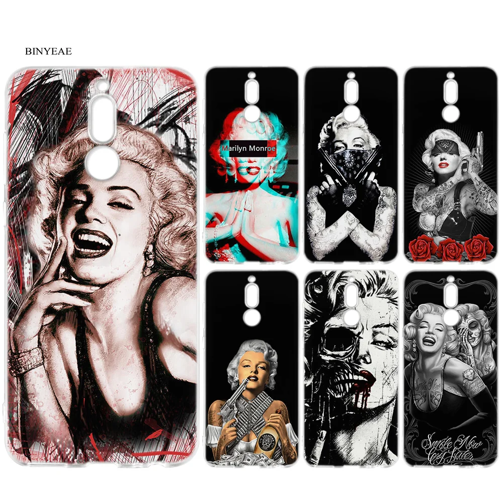 

Rubber Cover Case for Huawei Mate 10 20 P10 P20 P30 Honor 9 10 Lite Pro P Smart 2019 Marilyn Monroe Tattoo Print Vintage Cases