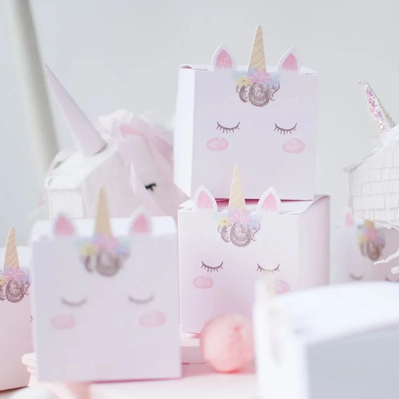 1 шт/5 шт/10 шт DIY Розовые Конфеты единорог коробка бумажные подарки мешки для