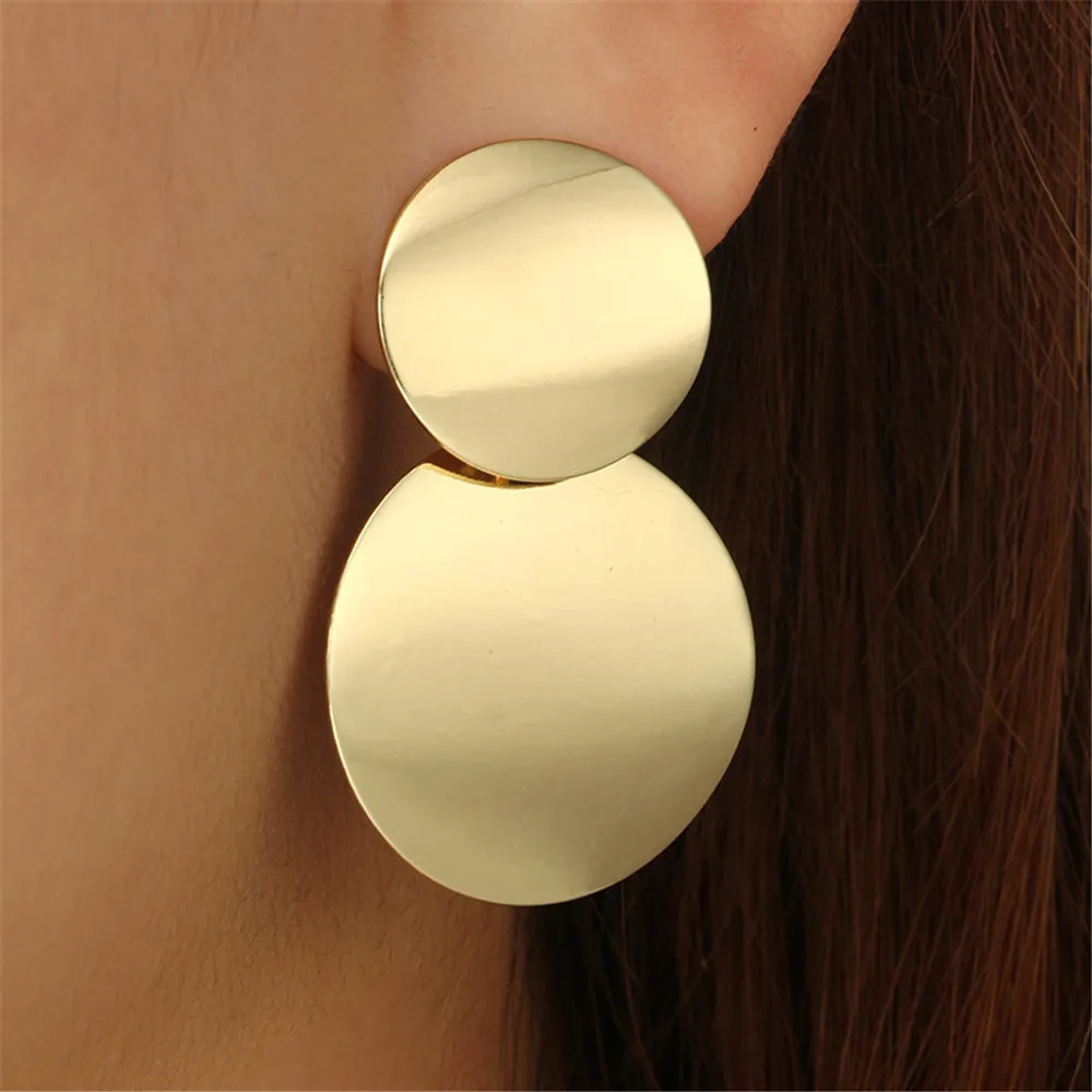 

Drop Earrings Trendy Gold Silver Round Dangle Earrings Circle Sequin Statement Earrings for Women Fashion Jewelry Europe America