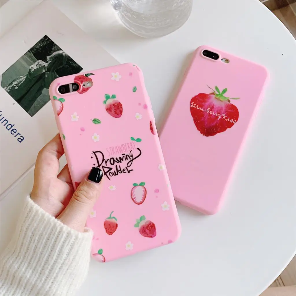

For Funda iPhone X Case Summer Fruit Strawberry for iphone 6 6S 7 8 Plus XR XS Max Cover for iPhone 7 Case Soft TPU Capa