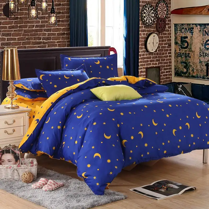 Polyester/ Cotton Printed Bedding Set 4Pcs Duvet Cover Set 2* Pillow