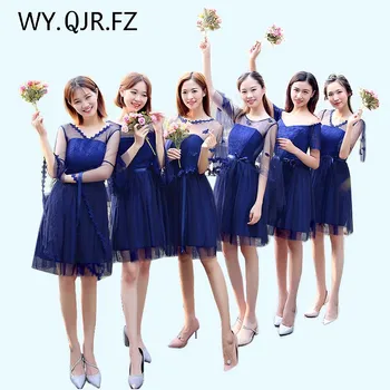 

ZX-F2D#The new spring summer 2019 Off collar short bride wedding bridesmaid dresses Many colors in champagne pink violet girls