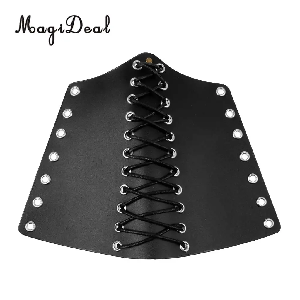 MagiDeal Black/Brown Lace-up Cow Leather Archery Arm Protector Guard Bow Shooting Arm Armband Equip for Traditional Bow Longbow