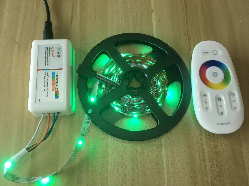 RGB Светодиодные ленты 5050 3528 SMD LED String fita LED Клейкие ленты бар огни + 18a 2.4 г Touch Пульт дистанционного управления RGB + 3A Адаптеры питания