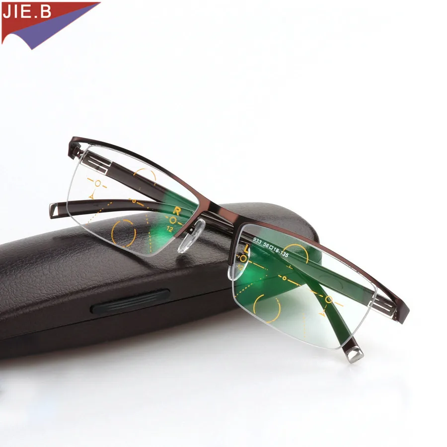 Ceny Stop tytanu inteligentny Zoom asymptotycznie progresywne okulary do czytania pół obręczy komercyjnych prezbiopii nadwzroczność okulary wieloogniskowe