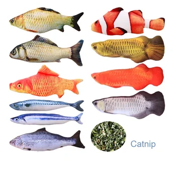 

60CM Large Fish Plush Creative 3D Carp Fish Shape Cat Toy Pet Cat Sleeping Pillow Mint Catnip 4Sizes Pet Toys