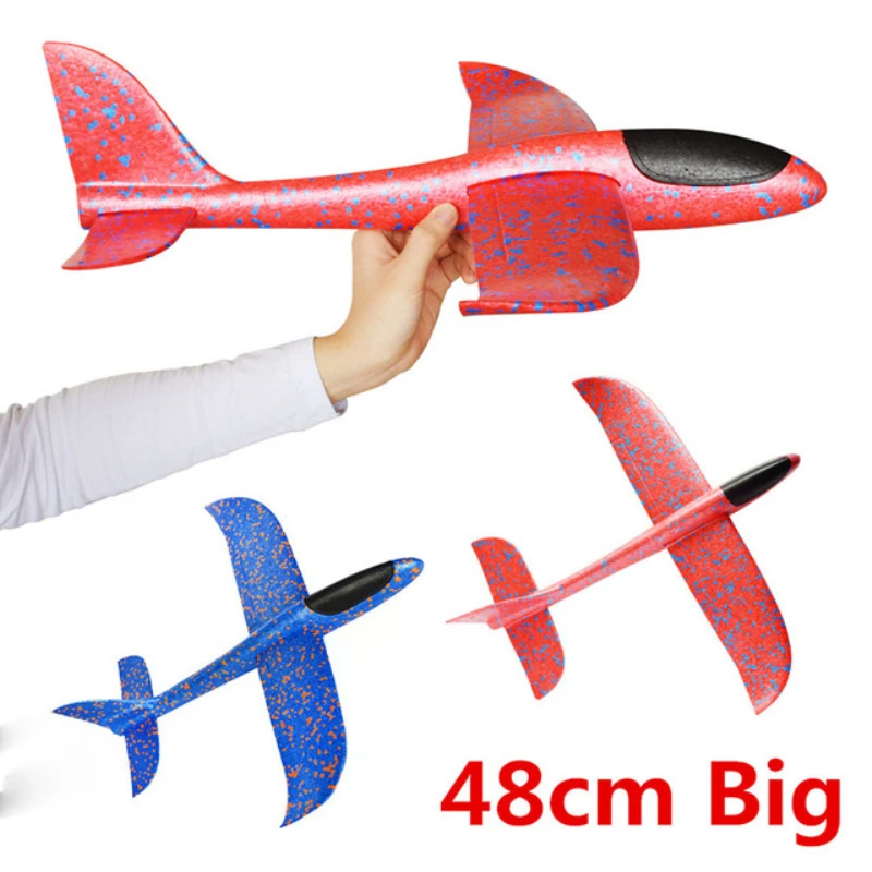 DIY kids toys hand throw flying plane glider foam with light Easy Install 