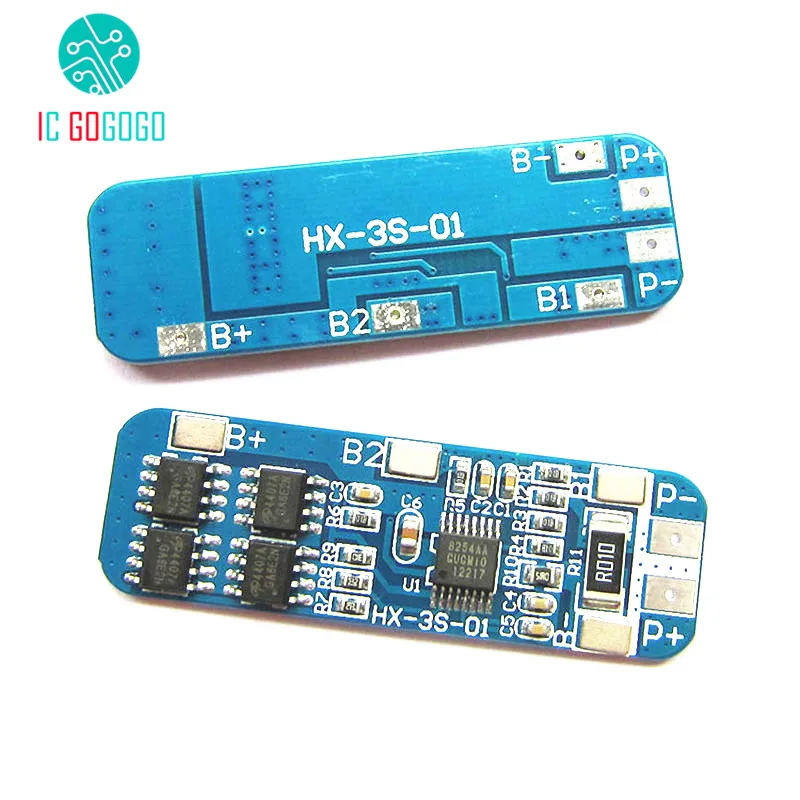 

12V 10A 3S Lithium Battery Protection Board Circuit Board 3 Cells 18650 Li-ion Battery Pack 11.1V 12.6V Charger Protect Module