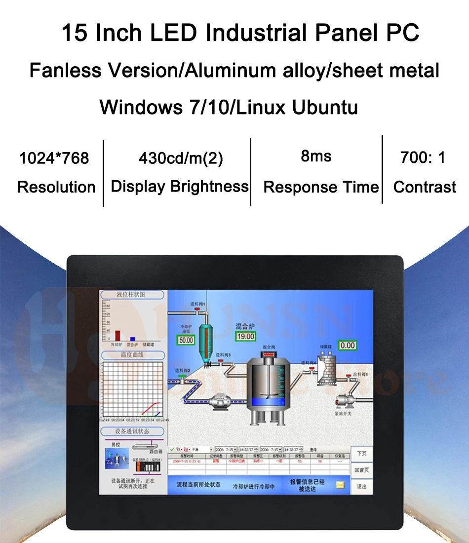 15 дюймов, Светодиодная панель PC, промышленных Панель PC, 10 баллов емкостный Сенсорный экран, Intel J1900, Windows 7/10/Linux Ubuntu, [HUNSN WD05]