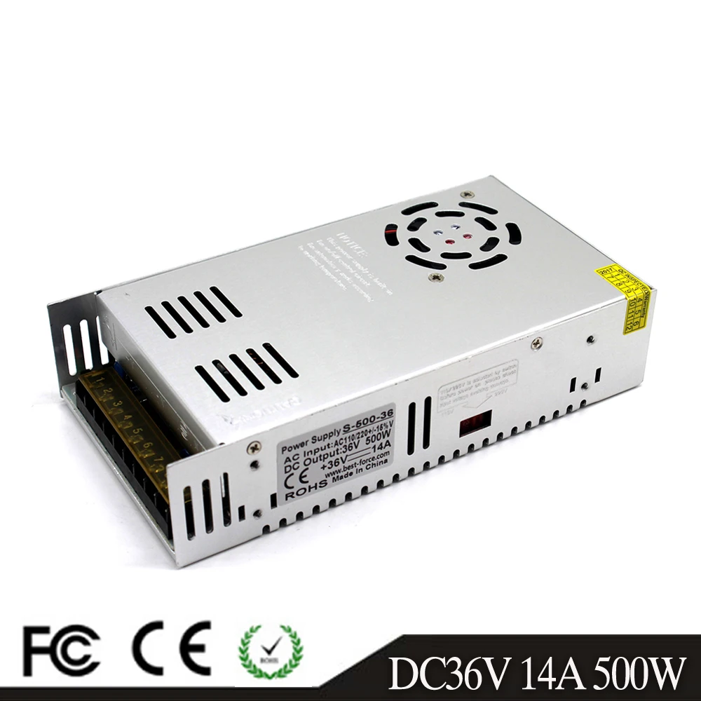 

DC Power Supply 36V 14A 500w Led Driver Transformer AC110V 220V to DC36V Power Adapter for Led lamp 3D Printer CNC CCTV Stepper