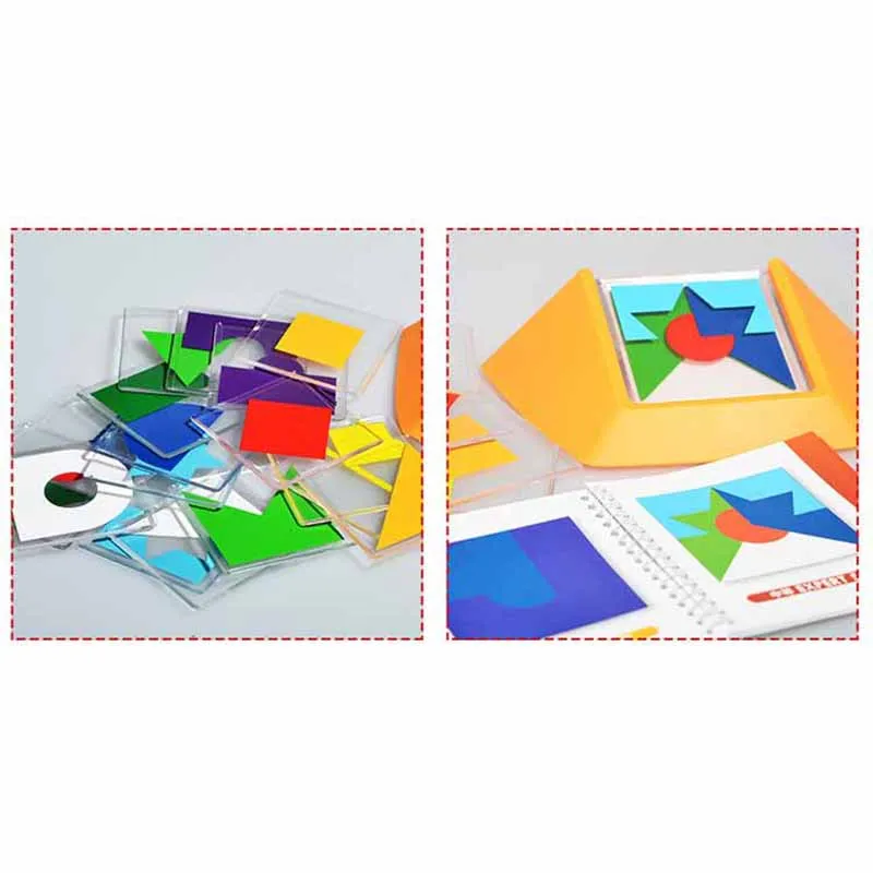 100 вызов цветной код головоломки игры Tangram головоломки доска головоломка игрушка дети развивают логику пространственные навыки мышления игрушка