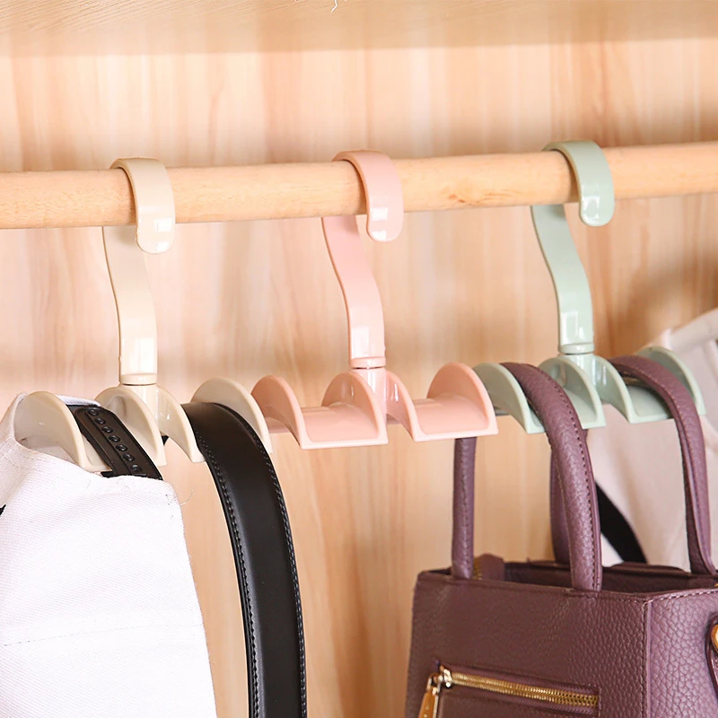 

Creative Rotated Storage Rack Bag Hanger Without Punch Clothes Plastic Rack Tie Coat Closet Hanger Wardrobe Organizer