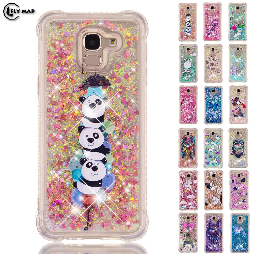 Quicksand Cover For Samsung Galaxy J6 2018 SM-J600F/DS SM-J600FN Dynamic Liquid Debris  Case For J 600 6 SM J600 J600FN J600F/DS