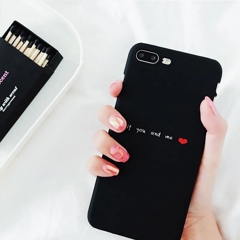 Корейский чехол для телефона If You And Me с надписью iPhone 6 Puls 6S 7 8 ультра тонкий матовый