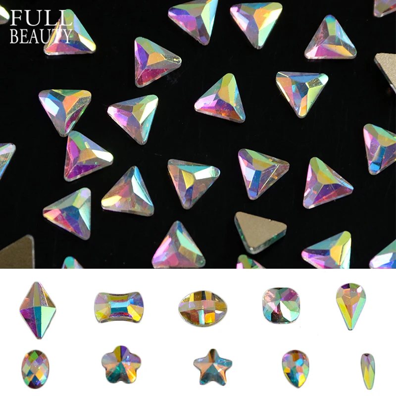 

Full Beauty 10pcs AB Colorful Stone New Nail Art Rhinestone Crystal Charms Waterdrop/Star/Horse Eye Nail Decor Accessory CH059