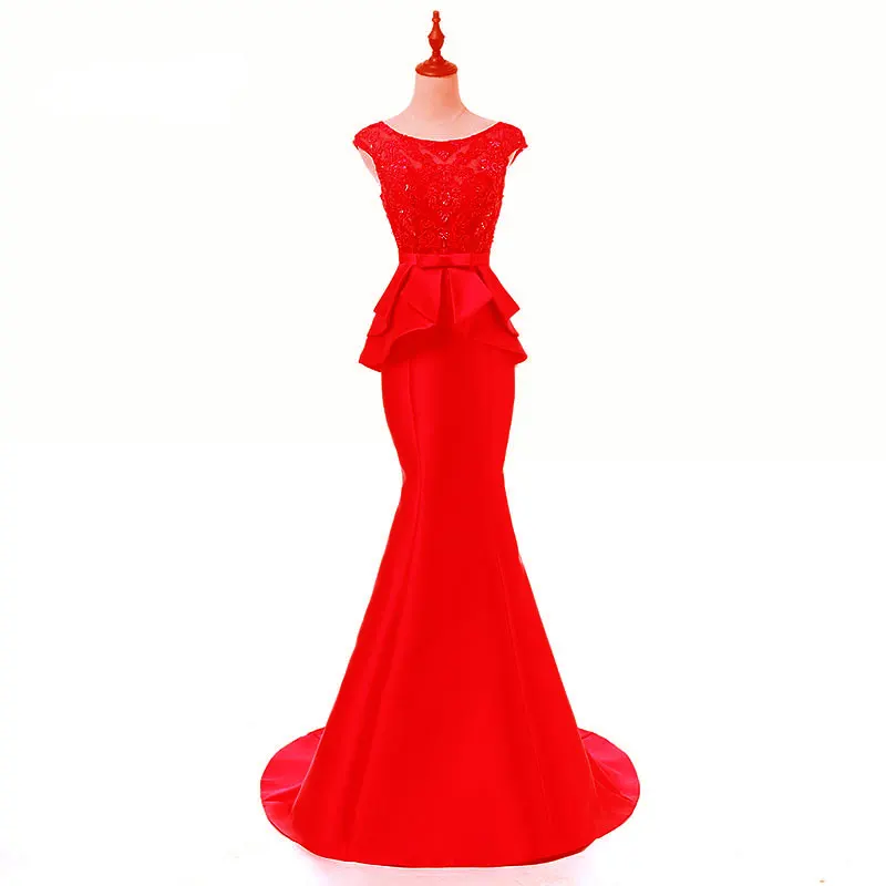 Новое поступление, элегантное вечернее платье, платья для выпускного вечера, длинное платье, Vestido de Festa, кружевное длинное платье с бисером - Цвет: red with zipper