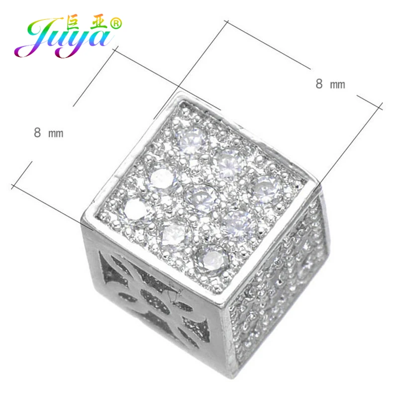 DIY Metal Beads Supplies Micro Pave Zircon AAA Cubic Zirconia Square Copper Beads Accessories For Beadwork Jewelry Making