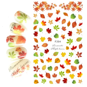 

1pcs 3D Super Thin Nail Stickers Tips Nail Art Adhesive Decals Manicure Decoration Autumn Maple Leaves Nail Wraps F204