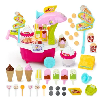 

HOT SALE 1 set of children's simulation kitchen cutlery set popcorn dessert trolley educational toys set