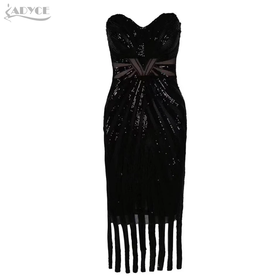 2019 Women's Midi Bandage Dress Sexy Spaghetti Strap sequined Bodycon Club Party Dresses Vestidos Wholesale