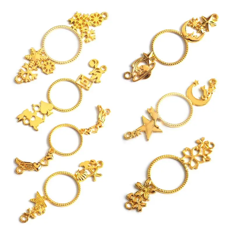 7pcs/set Metal Frame Charms Pendant Bezel Setting UV Resin Epoxy Jewelry Necklace DIY Charm Handmade Accessories | Украшения и