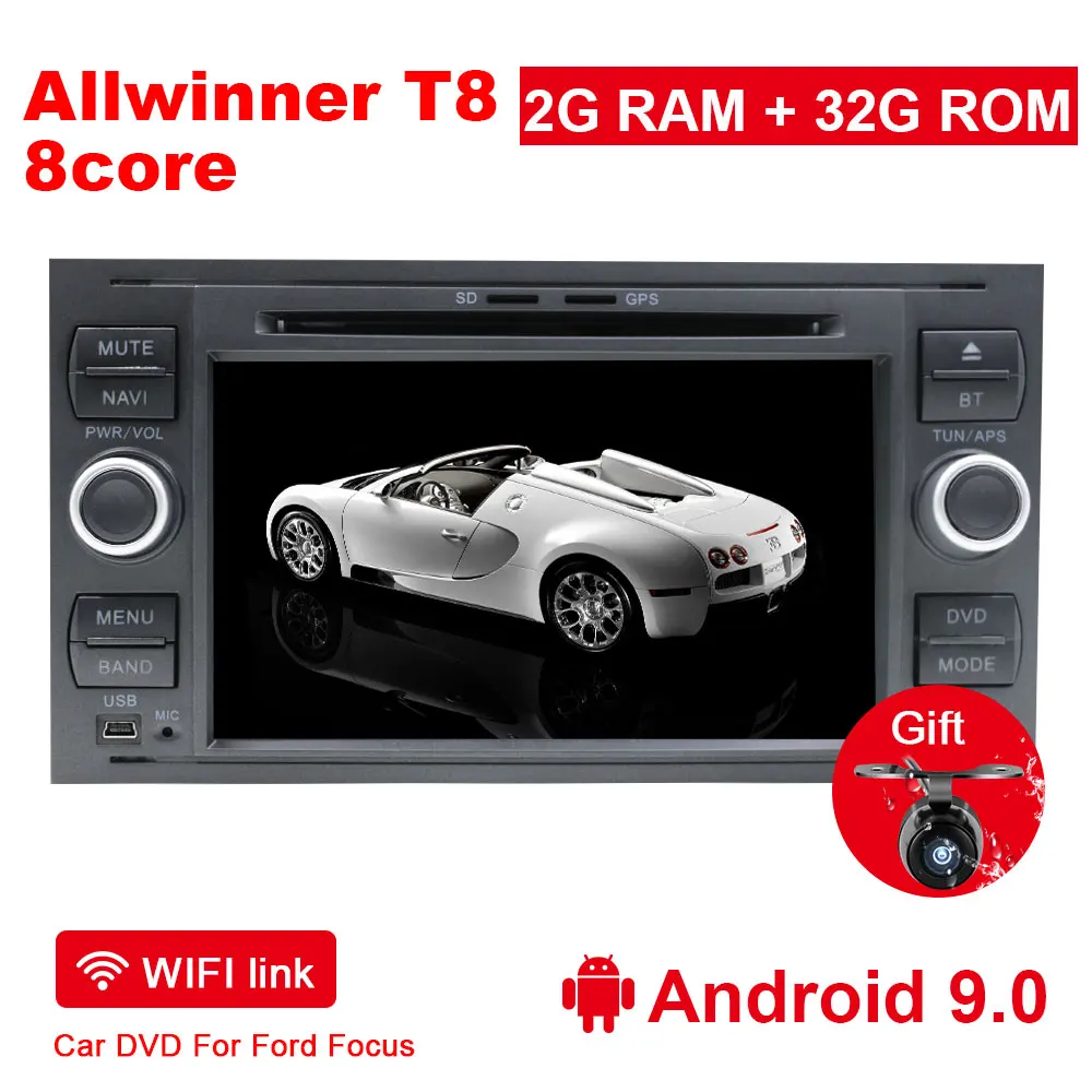 Eunavi 2G+ 3 2G автомобильный DVD gps Navi для Ford Mondeo S-max Focus C-MAX Galaxy Fiesta transit Fusion подключения kuga 2 din 8 ядер - Цвет: Черный