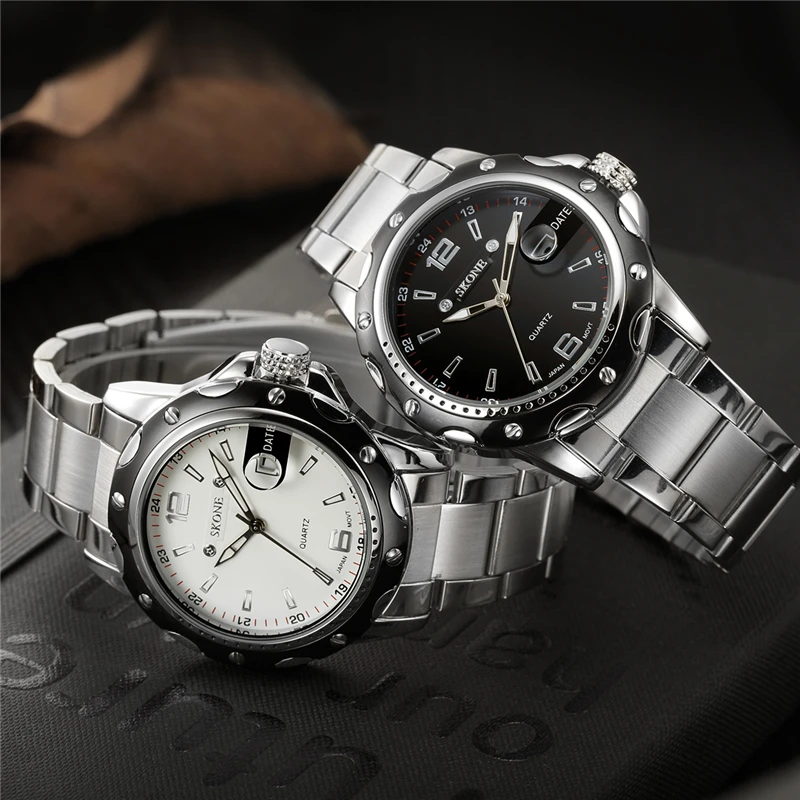 Skone кварцевые часы Для мужчин полный Нержавеющая сталь жизни Водонепроницаемый часы Бизнес мужской Элитный бренд наручные часы relogio masculino