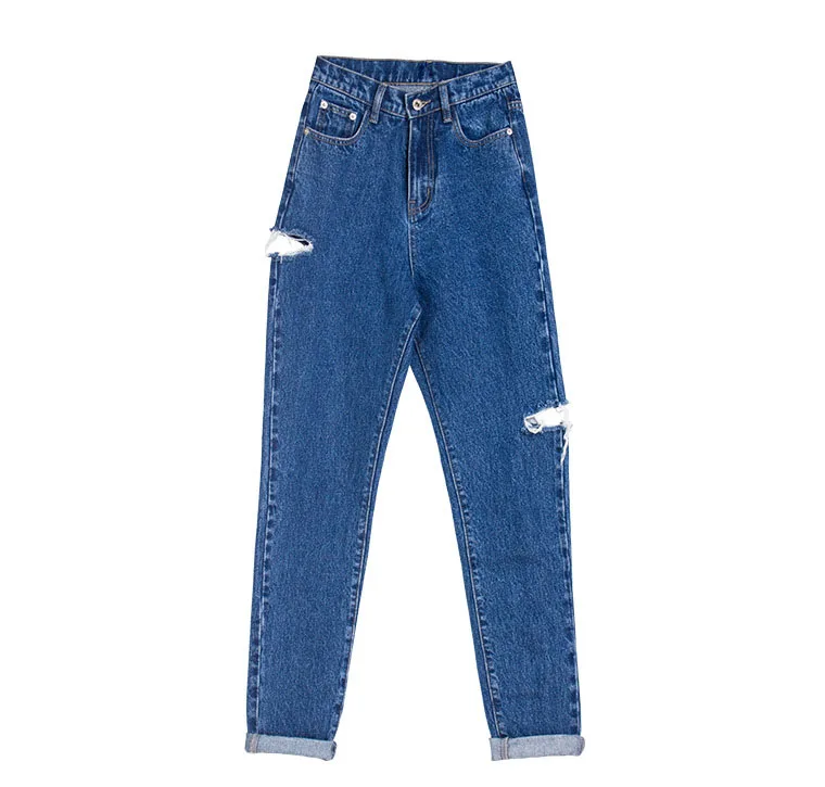 Jeans fashion high waist BF street style broken copper casual jeans ladies trousers (13)