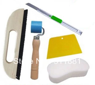 

a package of wallpaper tools: Horse Bristle brush+Plastic pressure roller+Trapezoid scraper+knife+Cleaning sponge FREE shipping