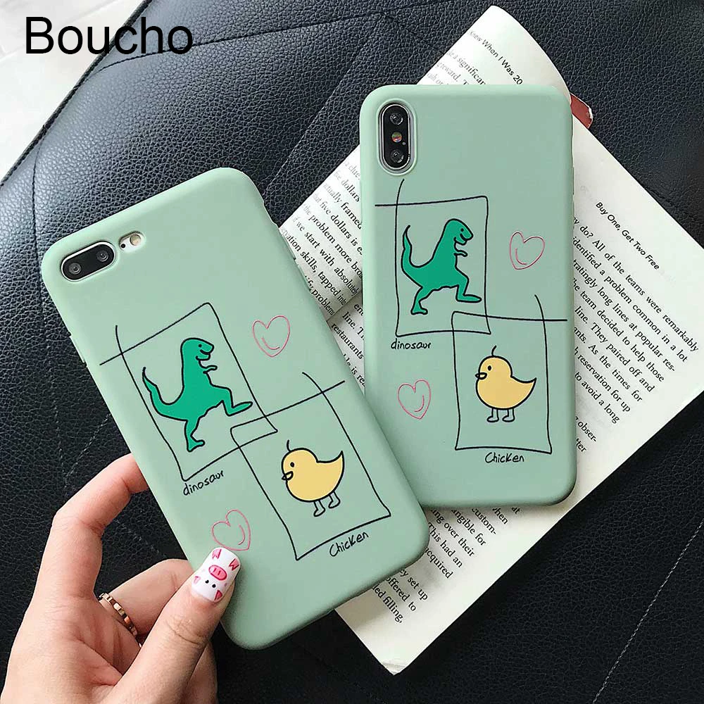 Чехол для телефона Boucho cute cartoon dinosaur chick iphone XS MAX XR X модные мягкие чехлы из ТПУ 8 7 6S 6