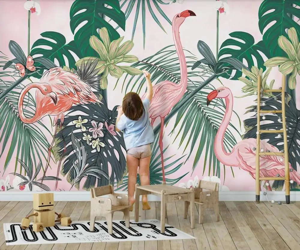 Custom 3D mural wallpaper Nordic flamingo living room bedroom background wall decoration painting