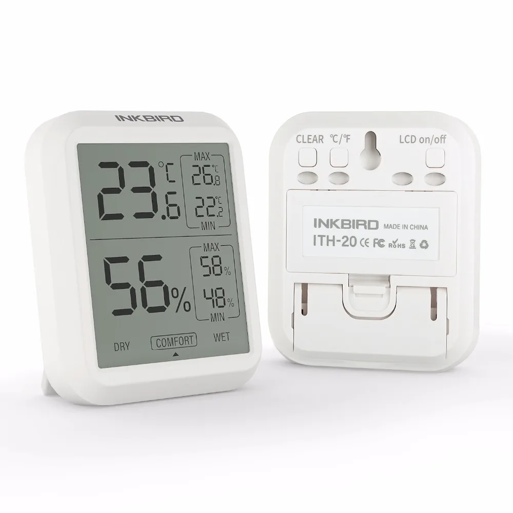 

Inkbird ITH-20 Digital Hygrometer Indoor Outdoor Thermometer Humidity Monitor with Temperature Gauge Humidity Meter