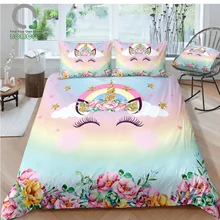 BOMCOM 3D цифровая печать постельное белье с изображением единорога наборы для дня рождения вечерние подарки микрофибра белый фон