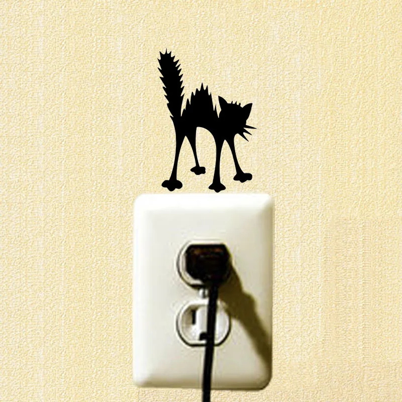 Funny Wall Cats Sticker Electric Cat Stickers Cat Switch Sticker