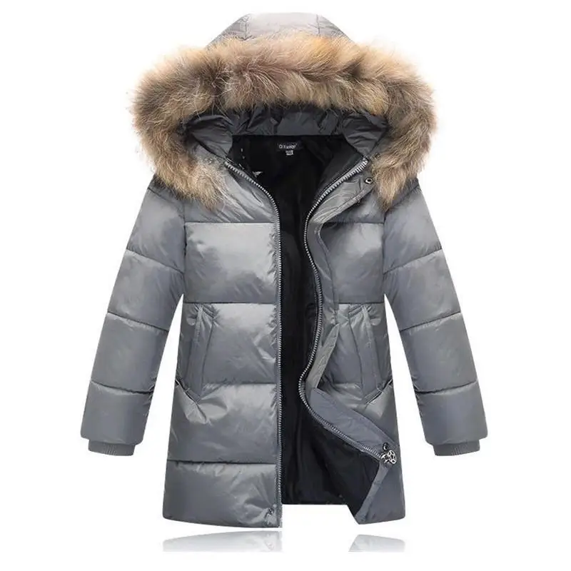 

Winter 2017 Outwear Parka Down Coats For Kids Boys New Design Fashion Fur Collar Hooded Warm Jacket Casual Padded Cotton Clothes