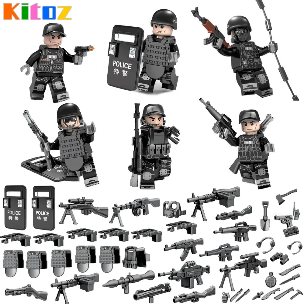 

Kitoz SWAT Special Forces Tactics Assault Commando Policeman Toy Figure MOC Police Building Block Compatible with lego