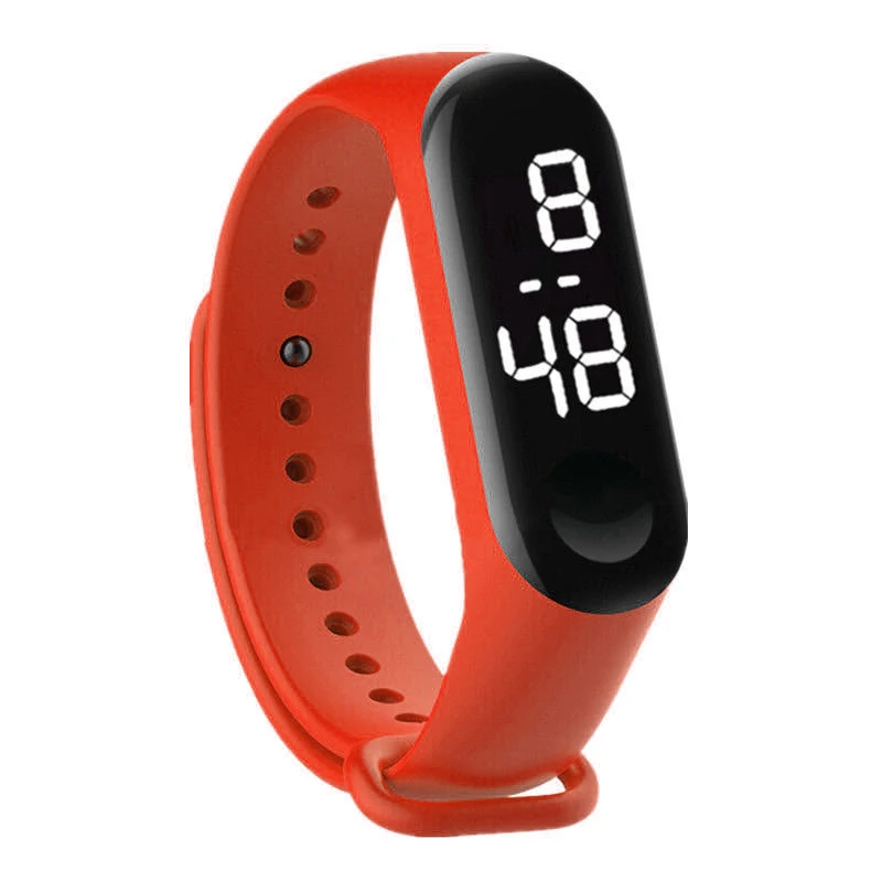 Для mi band 3 ремешок сенсорный экран циферблат белый светильник СВЕТОДИОДНЫЙ Дисплей силиконовый ремешок браслет Спорт на открытом воздухе часы браслет часы - Цвет: LED-red