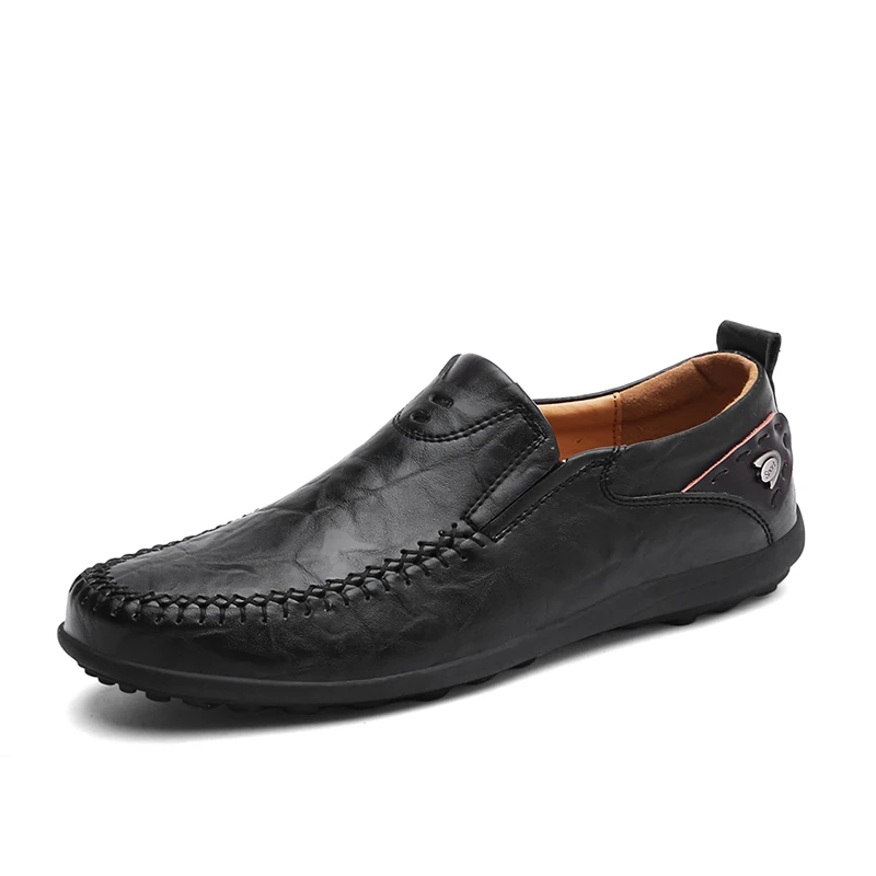

LZJ Handmade Genuine Leather Men Casual Shoes Luxury Brand 2018 Mens Loafers Moccasins Winter Slip on Black Formal Shoes