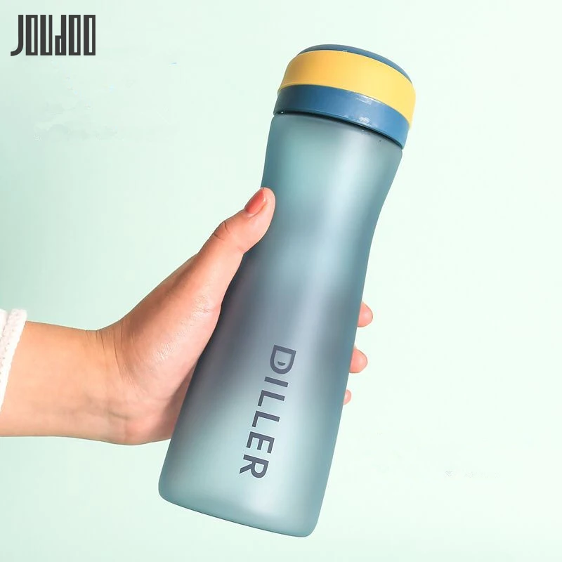 

JOUDOO 600ML Fitness Tourism Type Frosted Plastic Water Bottle Large Water Cup Bottles BPA Free Creative Outdoor Drinkware Cup35