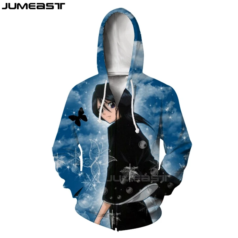 Jumeast бренд для мужчин/для женщин 3D печатных мультфильм Аниме Bleach куртка с длинными рукавами спортивный пуловер модные кепки капюшоном толстовки на молни - Цвет: 13