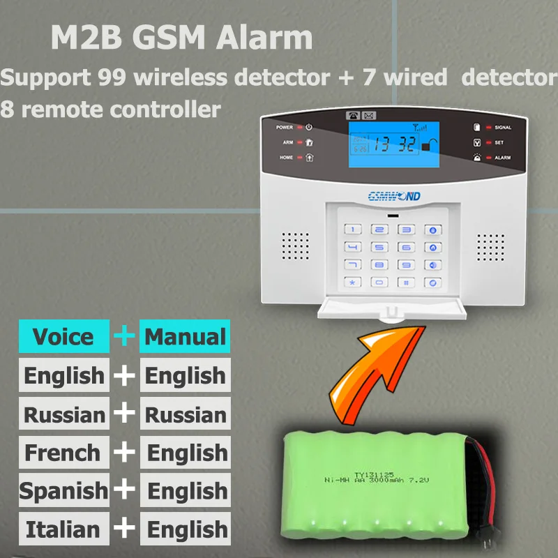 GSM Беспроводная система сигнализации 433 МГц английский русский испанский