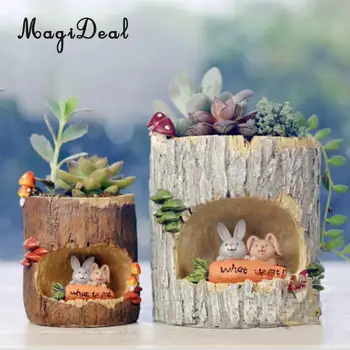 

2 Pcs Cute Flower Sedum Succulent Pot Planter Bonsai Trough Box Plant Bed