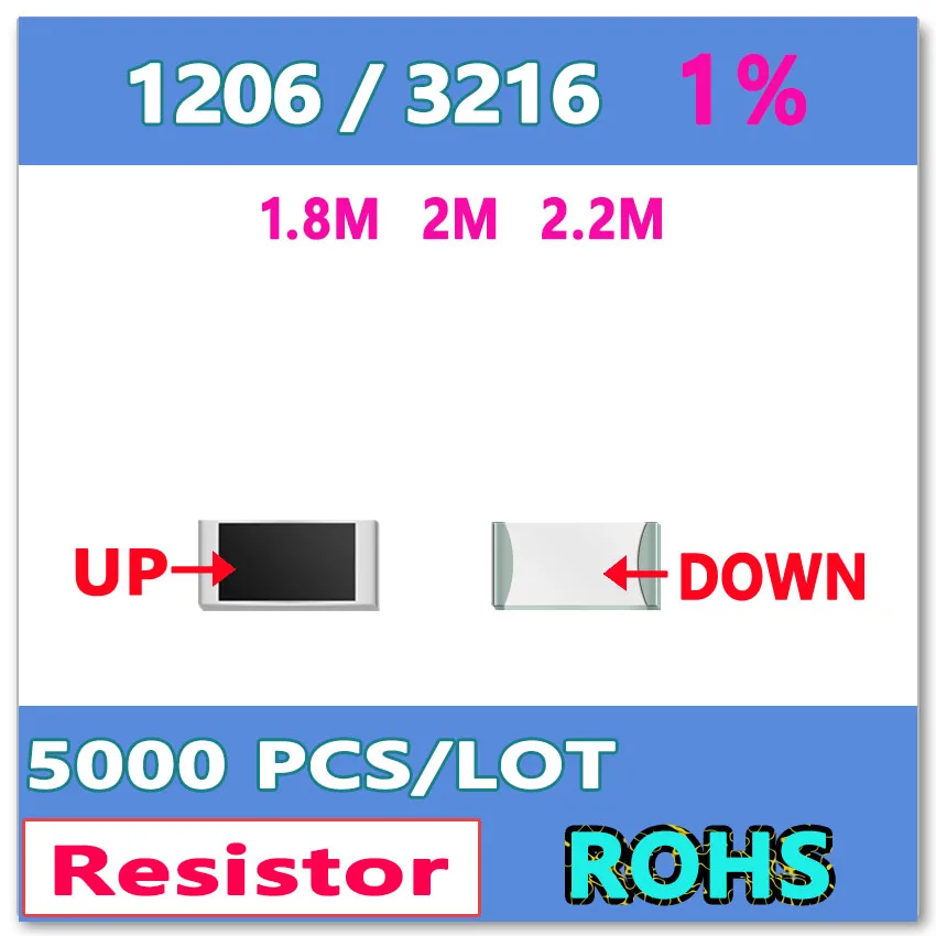 JASNPROSMA OHM 1206 F 1% 5000pcs 1 8 M 2M 2 smd 3216 резистор | Электроника