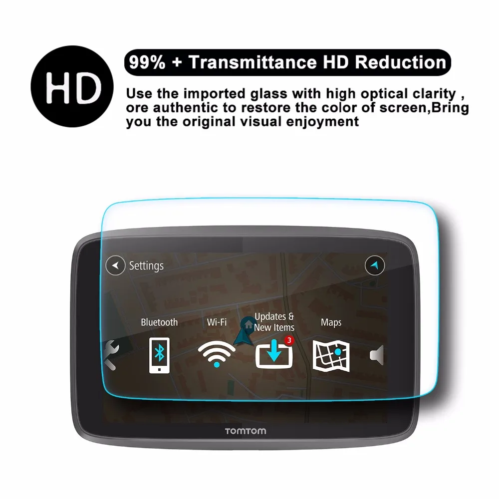 TomTom Go 620 6200 6250 용 RUIYA 화면 보호기 6 인치 GPS 네비게이션 디스플레이 9H 강화 유리 화면 보호 필름